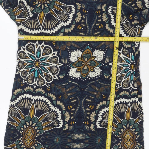 H&M Women's Multicoloured Floral Shift Dress Size 12 Viscose