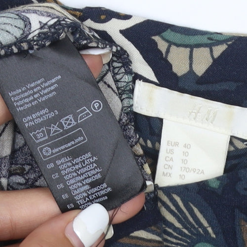 H&M Women's Multicoloured Floral Shift Dress Size 12 Viscose