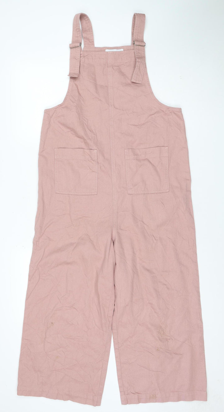 Marks and Spencer Women Pink Cotton Dungaree Jumpsuit Size 10