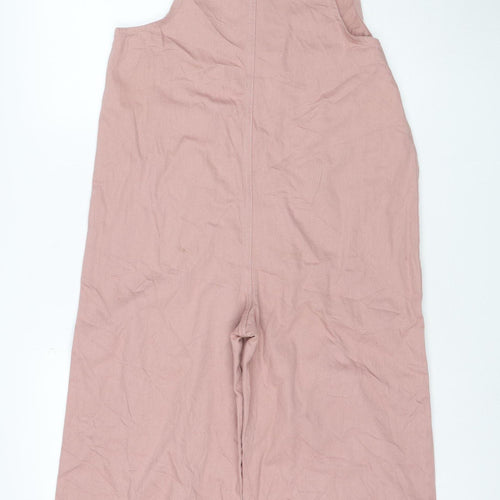 Marks and Spencer Women Pink Cotton Dungaree Jumpsuit Size 10