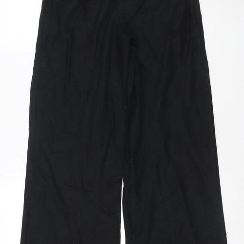 Marks and Spencer Women's Black Linen Blend Wide Leg Trousers Size 8