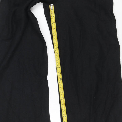 Marks and Spencer Women's Black Linen Blend Wide Leg Trousers Size 8