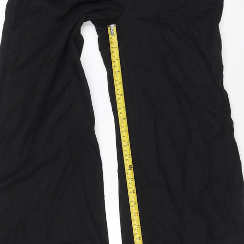 Marks and Spencer Women Black Linen Blend Wide-Leg Cropped Trousers Size 8