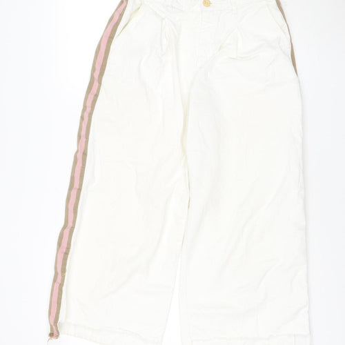 Zara Basic Women White Wide-Leg Denim Jeans Size 10