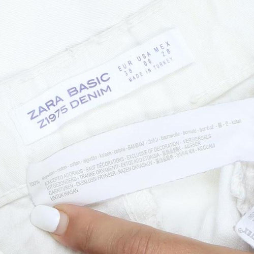 Zara Basic Women White Wide-Leg Denim Jeans Size 10