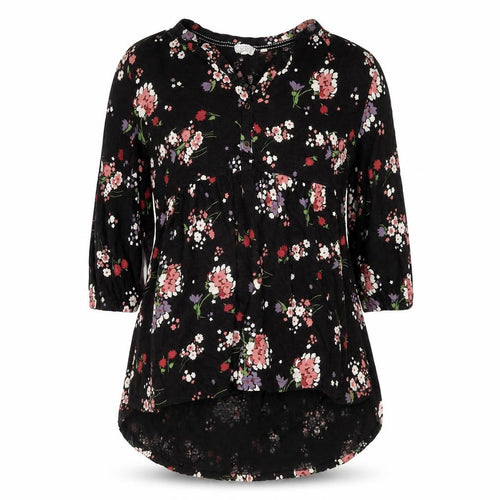 FatFace Women's Black Floral A-Line Dress Size 14 3/4 Sleeve