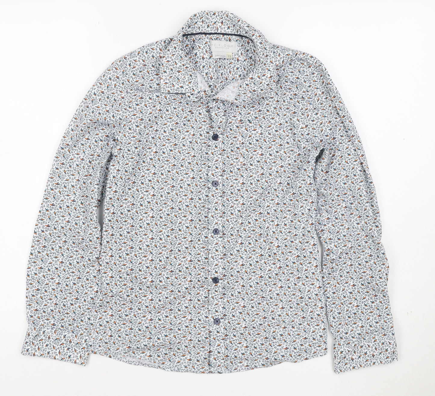 John Lewis Boys Multicoloured Bird Print Cotton Button-Up Shirt 13 Years