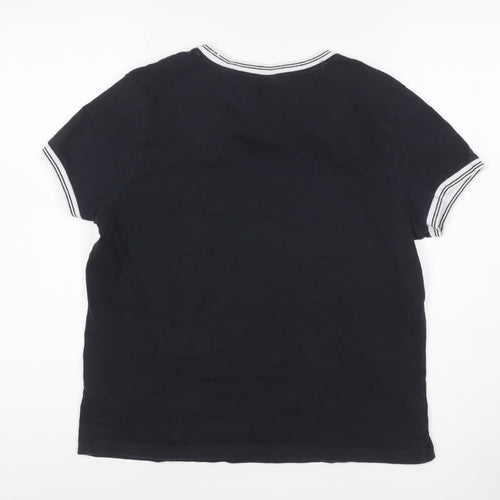 Jack Wills Women's Black Ringer T-Shirt Size M