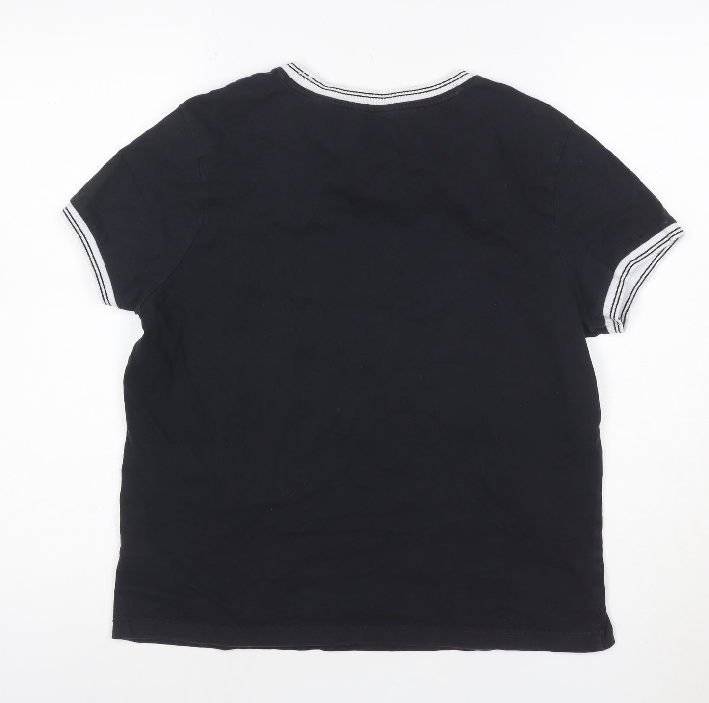 Jack Wills Women's Black Ringer T-Shirt Size M