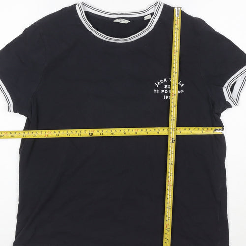 Jack Wills Women's Black Ringer T-Shirt Size M