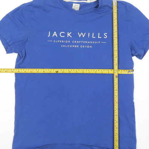 Jack Wills Men's Blue Crew Neck Cotton Graphic T-Shirt Size S