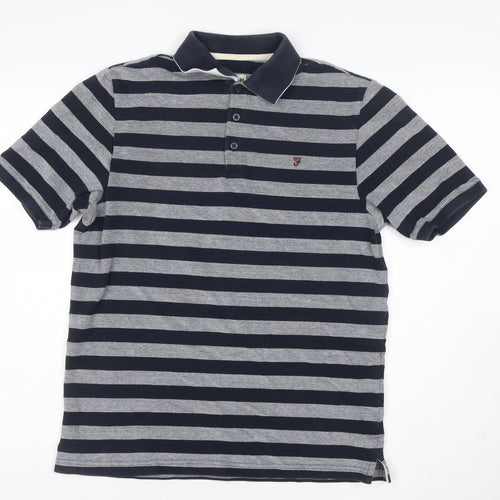 Farah Classic Men's Blue Striped Cotton Polo Shirt Size M