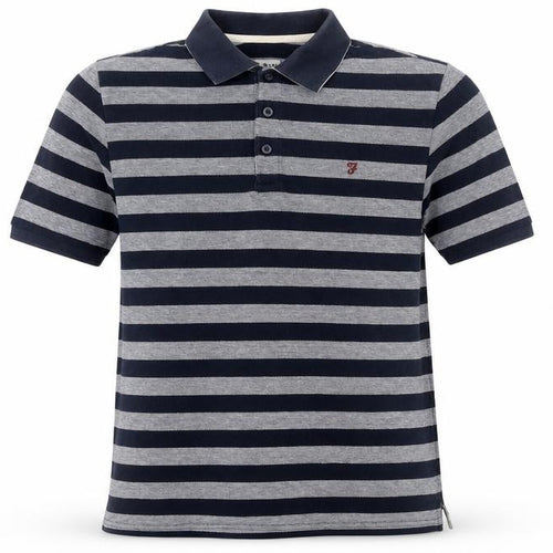 Farah Classic Men's Blue Striped Cotton Polo Shirt Size M