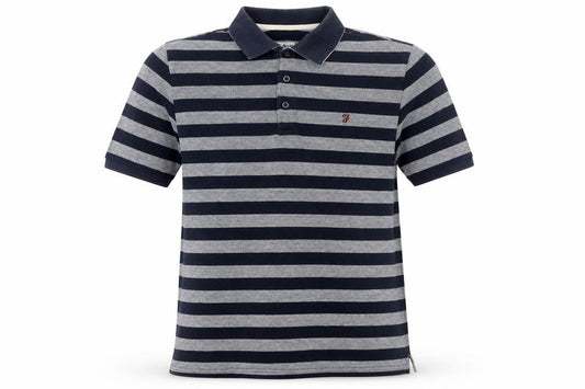 Farah Classic Men's Blue Striped Cotton Polo Shirt Size M