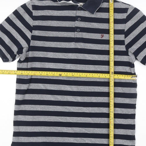 Farah Classic Men's Blue Striped Cotton Polo Shirt Size M