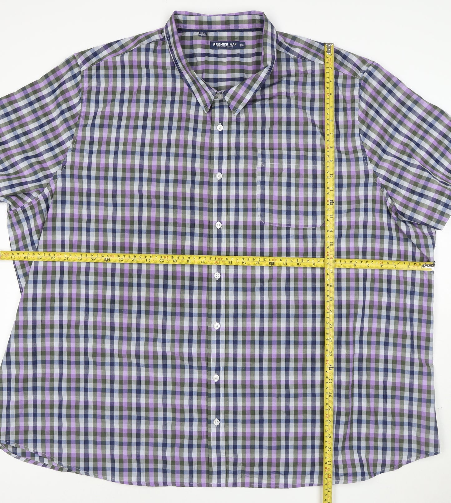 Premier Man Men's Multicoloured Check Short Sleeve 5XL Casual Shirt