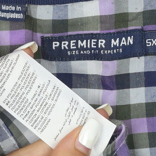 Premier Man Men's Multicoloured Check Short Sleeve 5XL Casual Shirt
