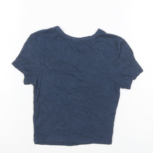 ZARA Women's Blue Cotton Basic Short Sleeve T-Shirt Size S