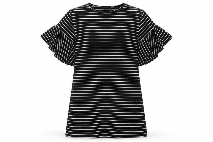 Missguided Women Black White Stripe T-Shirt Dress UK 8 Flared Sleeve