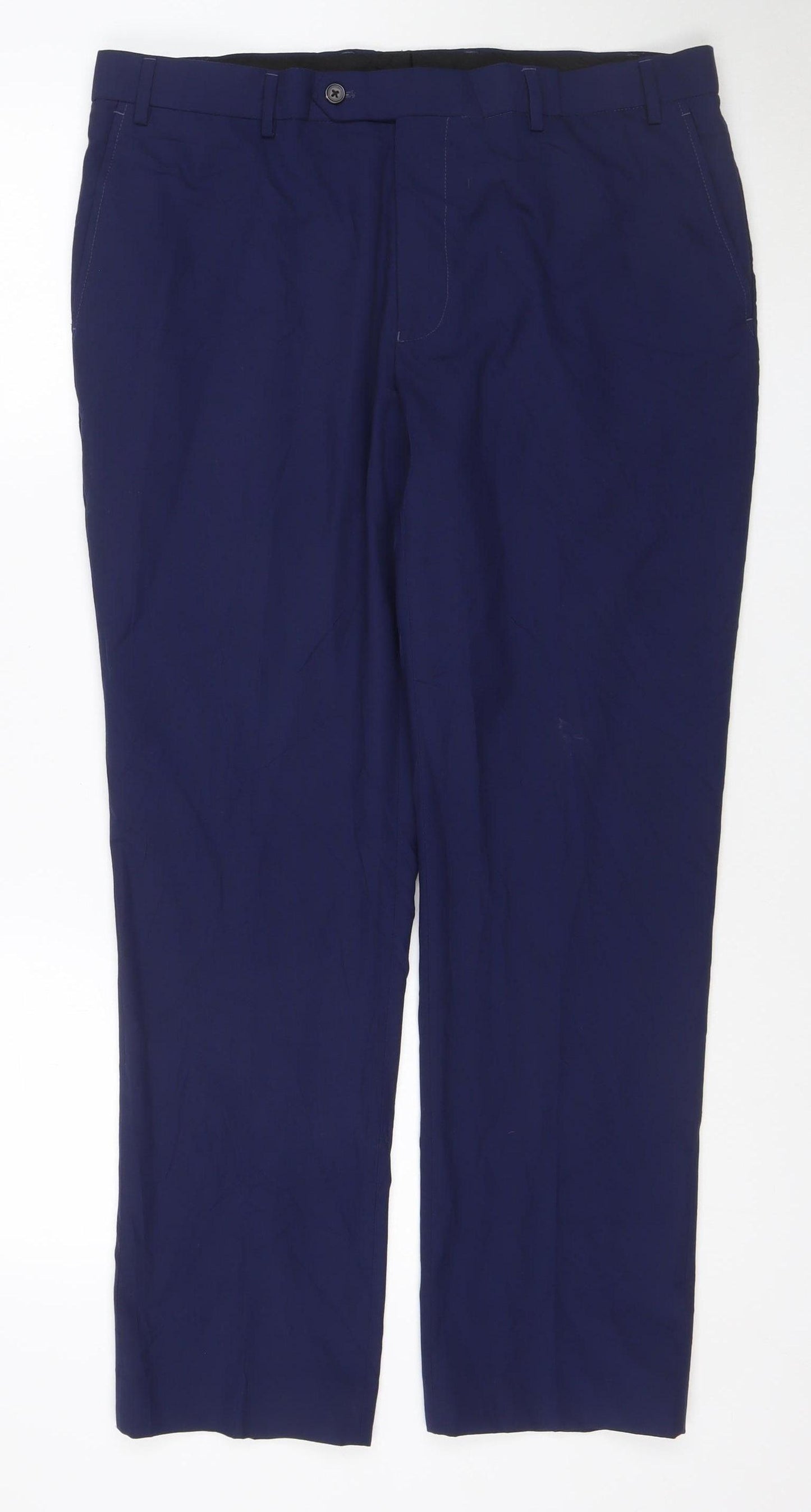 Next Men's Blue 36in Slim Fit Dress Trousers 29in Short Leg