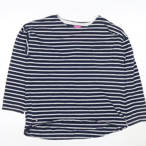 Joules Women’s Blue Striped 3/4 Sleeve Cotton T-Shirt Size L