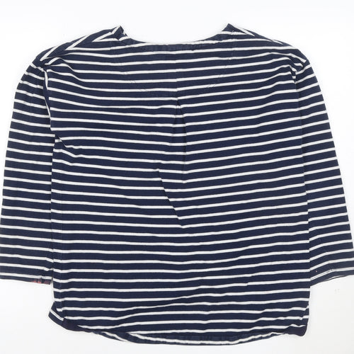 Joules Women’s Blue Striped 3/4 Sleeve Cotton T-Shirt Size L