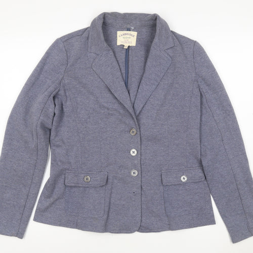 Cambridge Dry Goods Women's Blue Size 14 Cotton Blend Single-Breasted Blazer