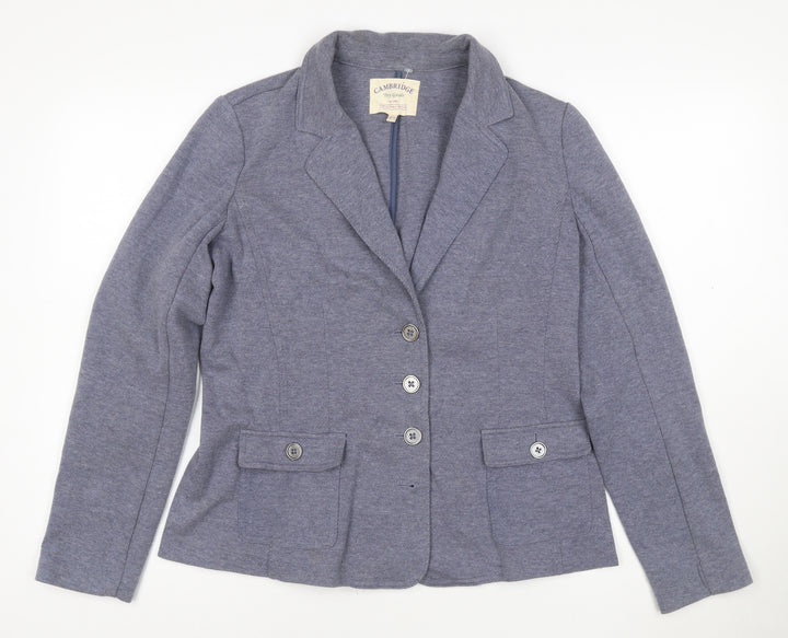 Cambridge Dry Goods Women's Blue Size 14 Cotton Blend Single-Breasted Blazer