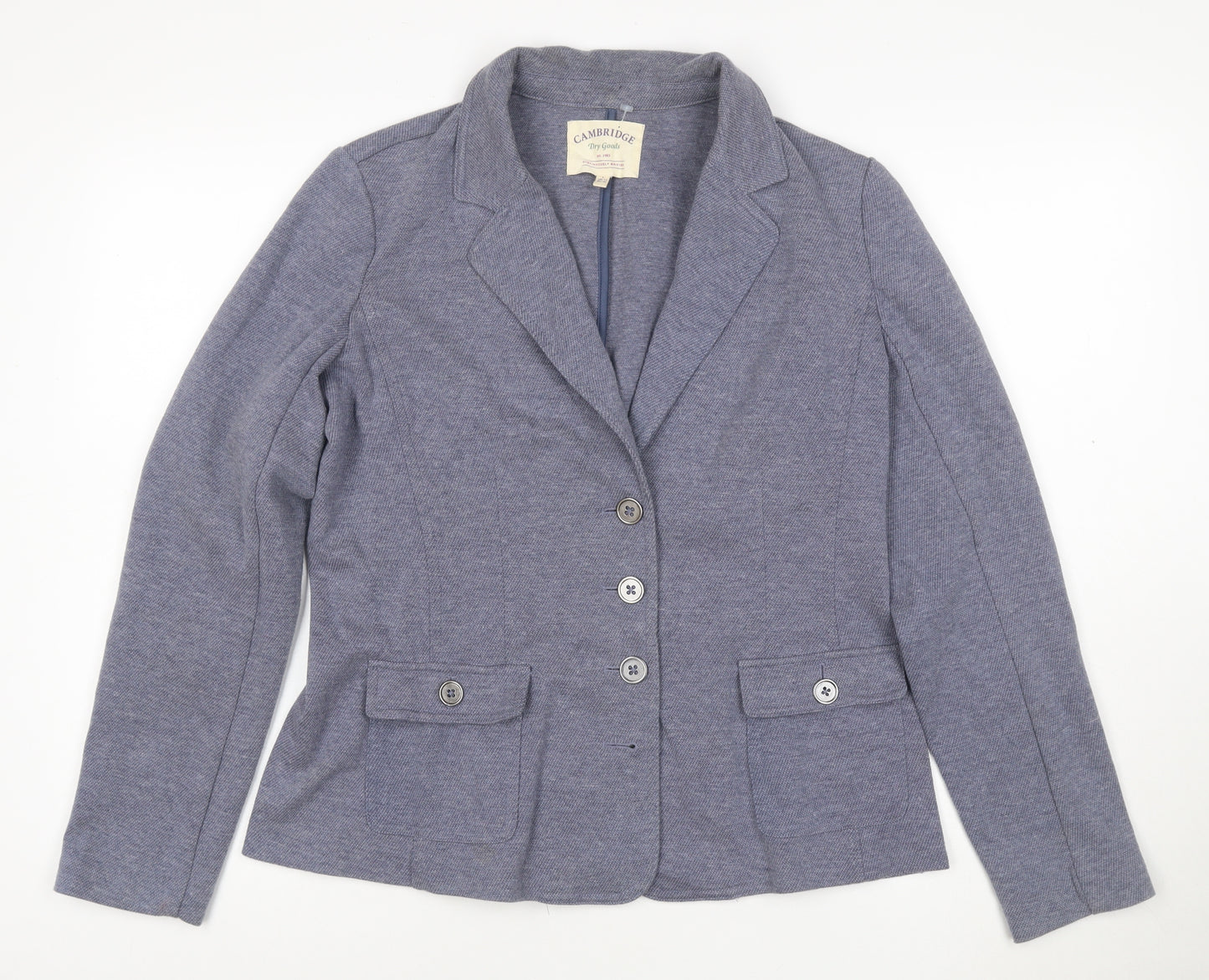 Cambridge Dry Goods Women's Blue Size 14 Cotton Blend Single-Breasted Blazer