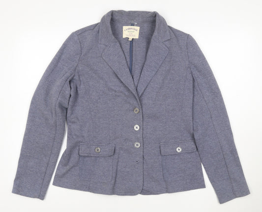 Cambridge Dry Goods Women's Blue Size 14 Cotton Blend Single-Breasted Blazer