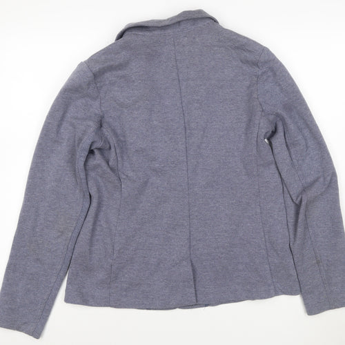 Cambridge Dry Goods Women's Blue Size 14 Cotton Blend Single-Breasted Blazer
