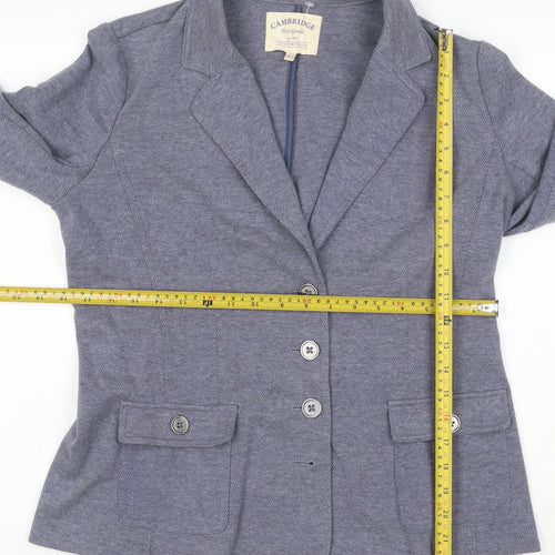 Cambridge Dry Goods Women's Blue Size 14 Cotton Blend Single-Breasted Blazer