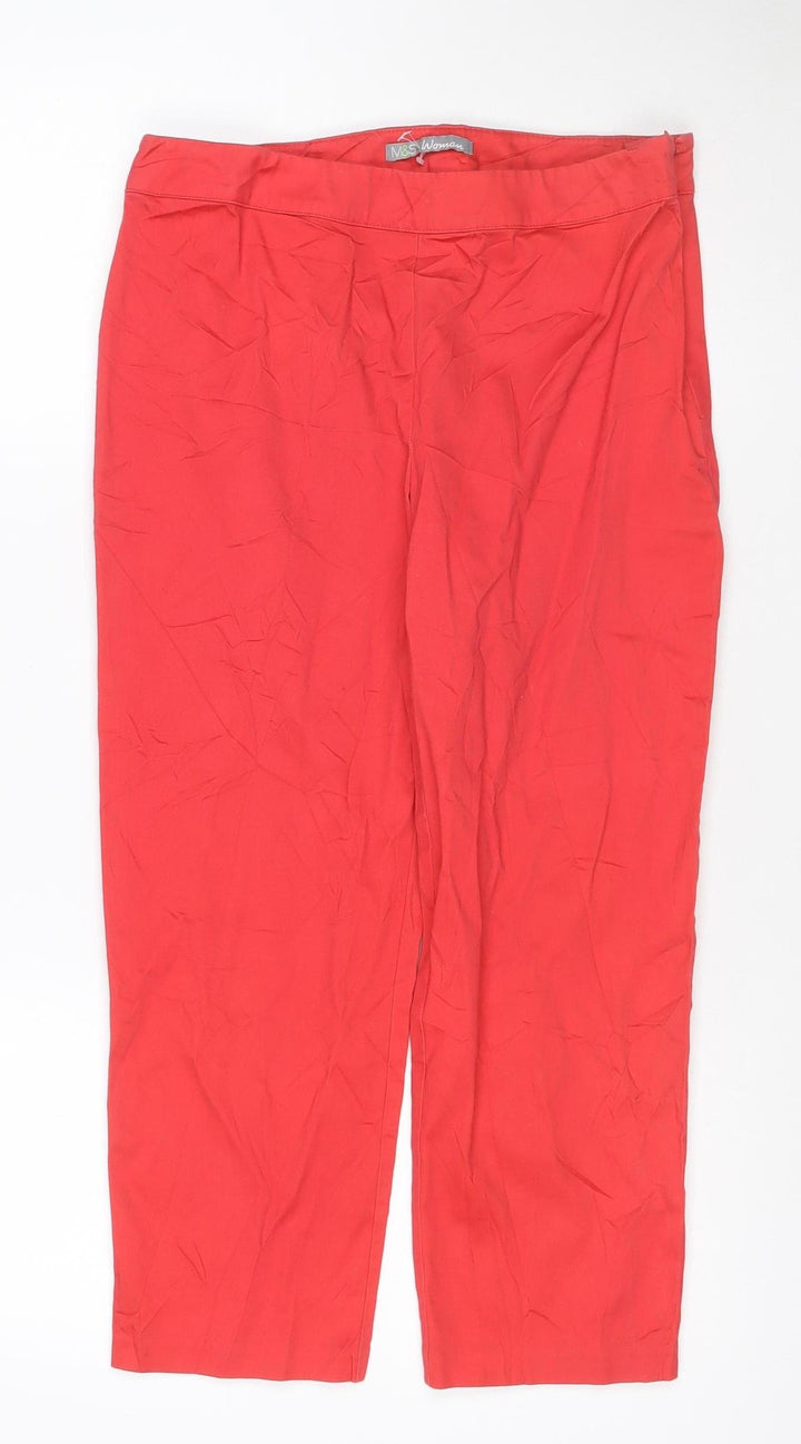 Marks and Spencer Women Red Size 12 Long Straight Jeans