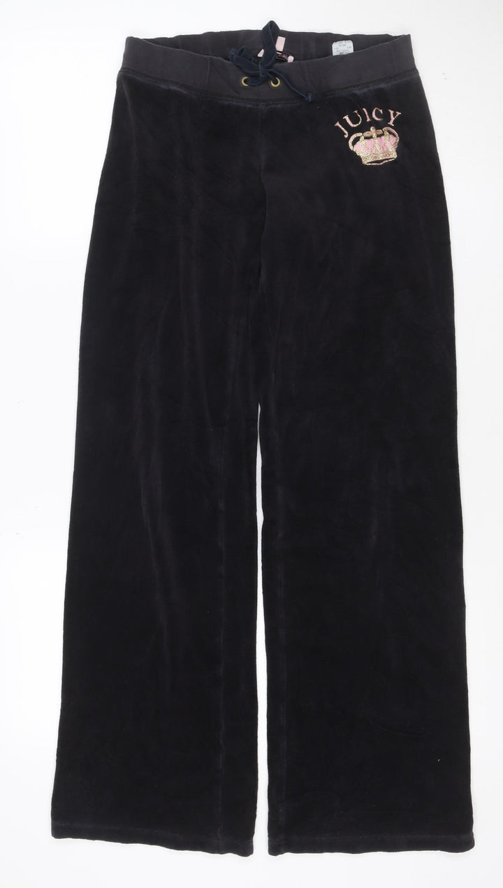 Juicy Couture Black Velour Sweatpants Women’s S Relaxed Fit Drawstring