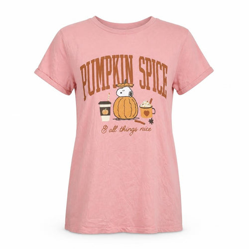 Snoopy Womens Pink T-Shirt Nightshirt Size 10 Cartoon Autumn Graphic