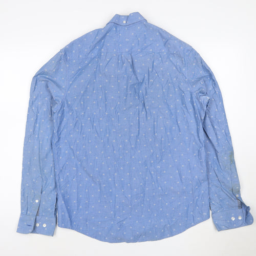 Original Penguin Men's Blue Slim Fit Button-Up Shirt L