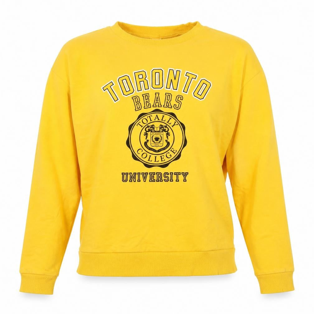 Front view of H&M Women's Yellow Toronto Bears Cotton Pullover Sweatshirt M