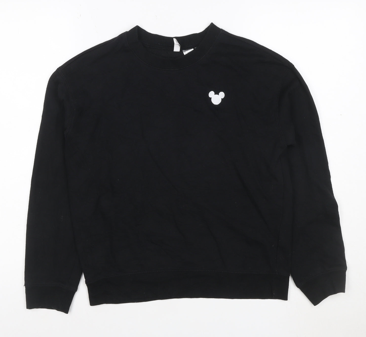 H&M Divided Women Black Mickey Mouse Pullover Sweatshirt Size S