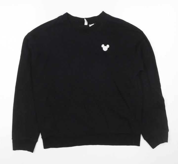 H&M Divided Women Black Mickey Mouse Pullover Sweatshirt Size S