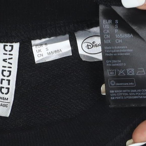 H&M Divided Women Black Mickey Mouse Pullover Sweatshirt Size S