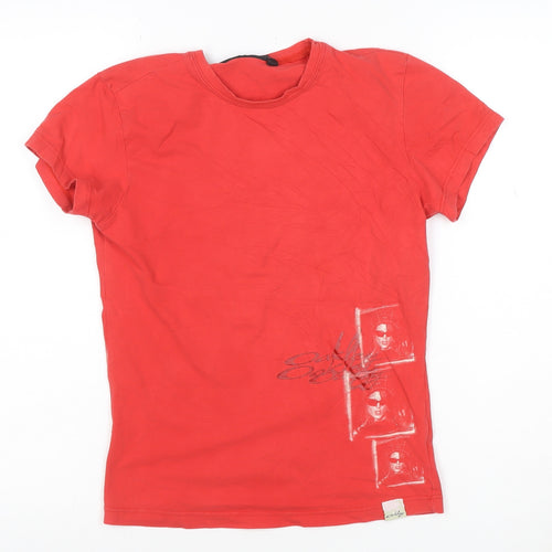 Oakley Women's Red Graphic Print Short Sleeve Cotton T-Shirt M