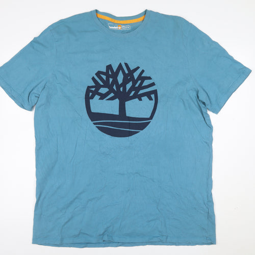 Timberland Men's Blue 3XL Regular Fit Cotton Graphic T-Shirt