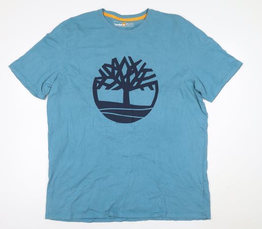 Timberland Men's Blue 3XL Regular Fit Cotton Graphic T-Shirt