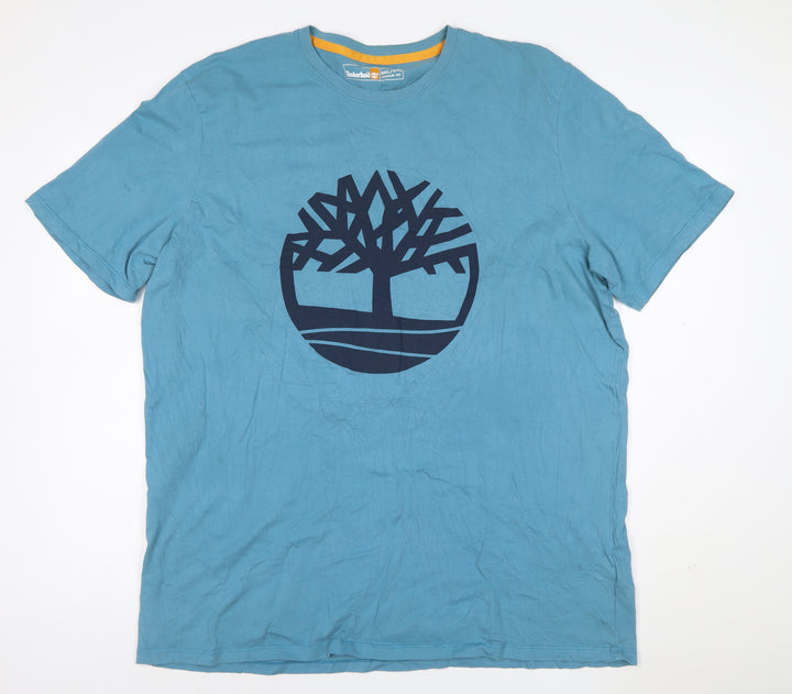 Timberland Men's Blue 3XL Regular Fit Cotton Graphic T-Shirt