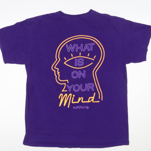 Topman Men's Purple Graphic Print Crew Neck T-Shirt Size M