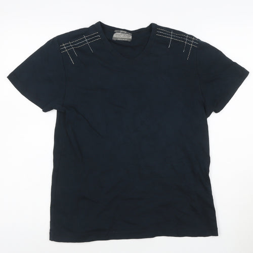 River Island Women's Black V-Neck Cotton T-Shirt Medium