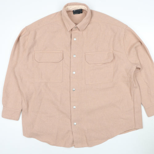 ASOS DESIGN Men's Beige Twill Shirt Jacket M 40in Cotton Blend