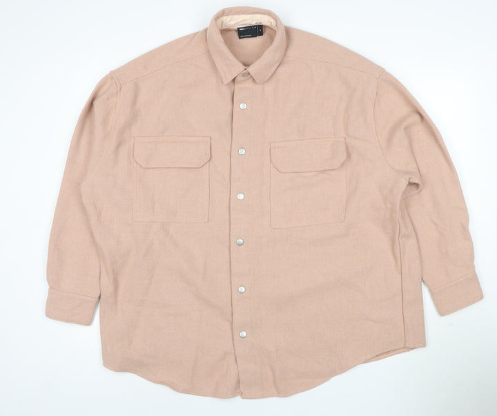 ASOS DESIGN Men's Beige Twill Shirt Jacket M 40in Cotton Blend