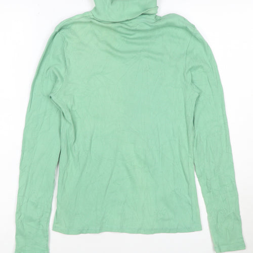 Marks and Spencer Women's Green Roll Neck Cotton Jumper Size 10