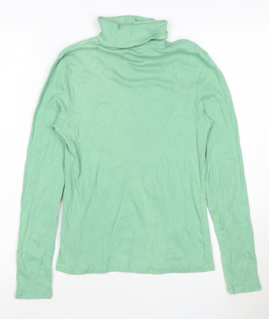 Marks and Spencer Women's Green Roll Neck Cotton Jumper Size 10